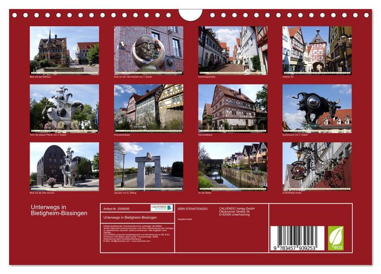 Produktbild: Unterwegs in Bietigheim-Bissingen (Wandkalender 2026 DIN A4 quer), CALVENDO Monatskalender