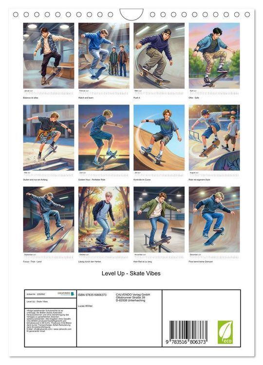 Produktbild: Level Up - Skate Vibes (Wandkalender 2027 DIN A4 hoch), CALVENDO Monatskalender