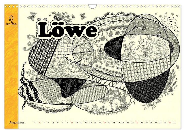 Produktbild: Tangle-Art, Sternzeichen mal anders (Wandkalender 2026 DIN A3 quer), CALVENDO Monatskalender
