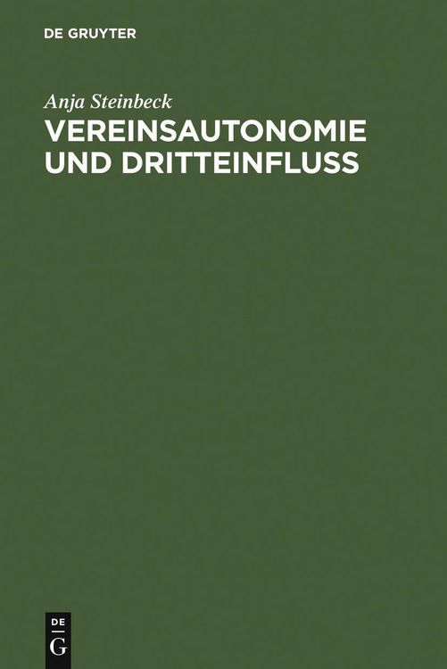 Produktbild: Vereinsautonomie und Dritteinflu&szlig;