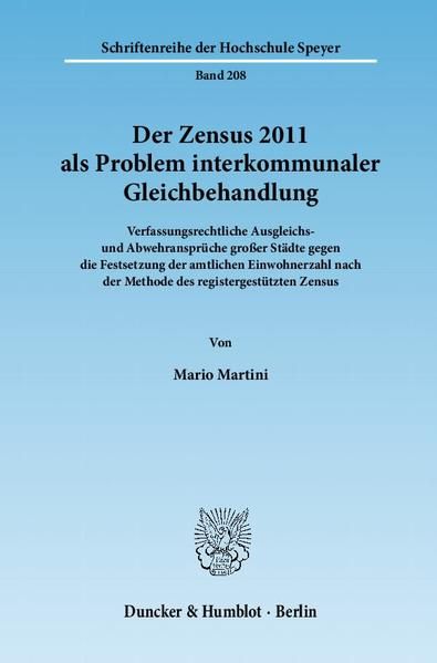 Produktbild: Der Zensus 2011 als Problem interkommunaler Gleichbehandlung.
