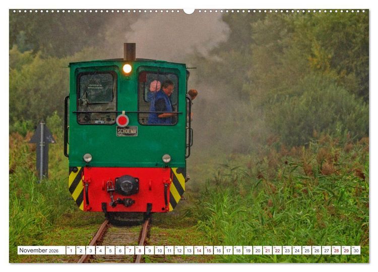 Produktbild: De L&uuml;tt Kaffeebrenner &ndash; Impressionen einer Mecklenburger Kleinbahn (hochwertiger Premium Wandkalender 2026 DIN A2 quer), Kunstdruck in Hochglanz