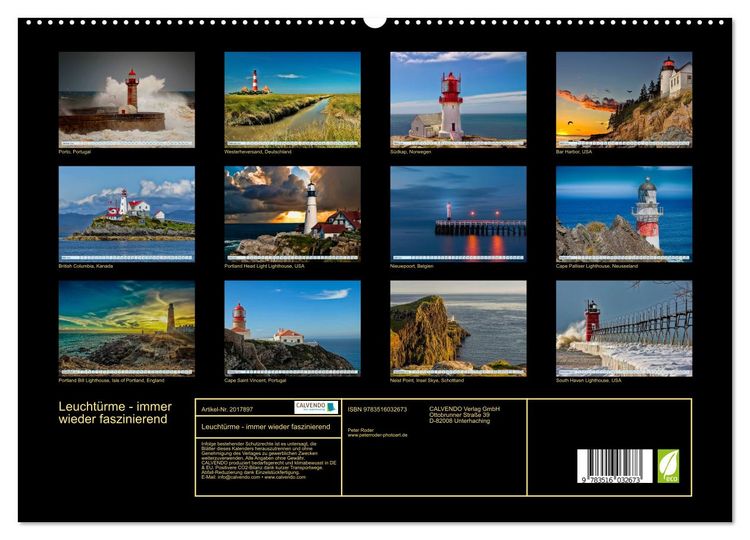 Produktbild: Leucht&uuml;rme - immer wieder faszinierend (hochwertiger Premium Wandkalender 2026 DIN A2 quer), Kunstdruck in Hochglanz