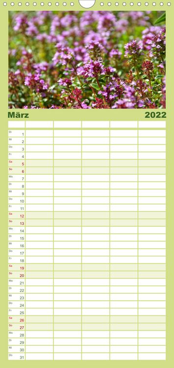 Produktbild: Familienplaner Arzneipflanzen (Wandkalender 2022 , 21 cm x 45 cm, hoch)