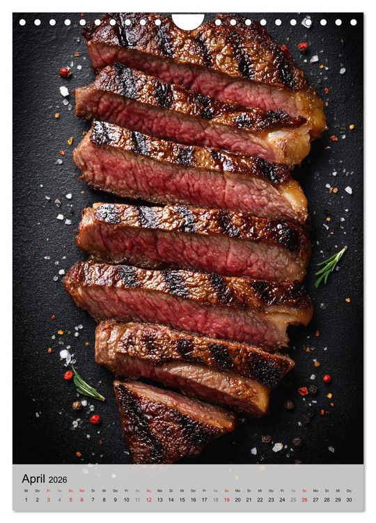 Produktbild: Saftiges Fleisch - Steaks f&uuml;r Genie&szlig;er und Fleischliebhaber (Wandkalender 2026 DIN A4 hoch), CALVENDO Monatskalender
