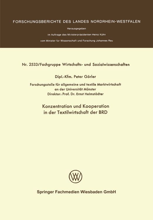 Produktbild: Konzentration und Kooperation in der Textilwirtschaft der BRD