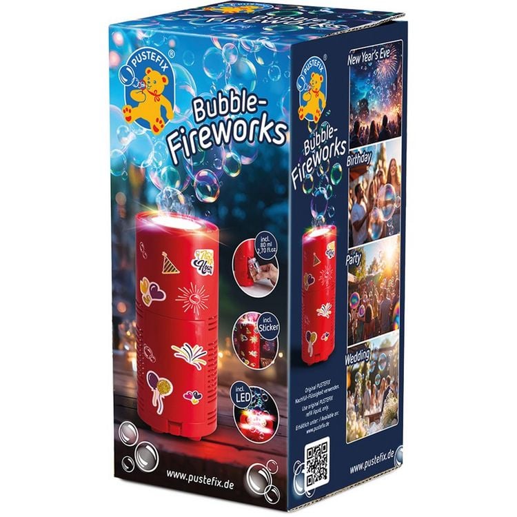 Produktbild: Bubble Feuerwerk mit 80ml Seifenblasenfl&uuml;ssigkeit und Stickerset