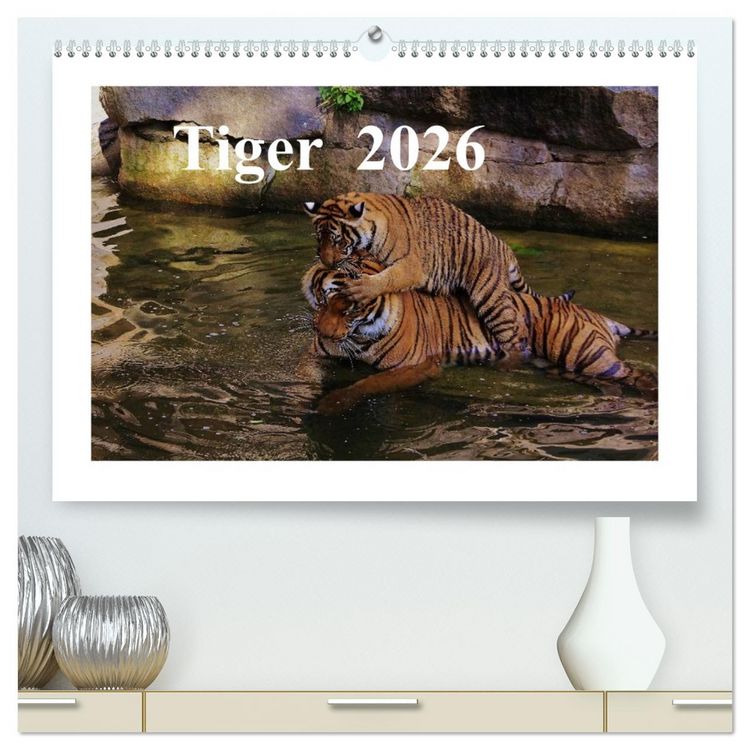 Produktbild: Tiger 2026 (hochwertiger Premium Wandkalender 2026 DIN A2 quer), Kunstdruck in Hochglanz