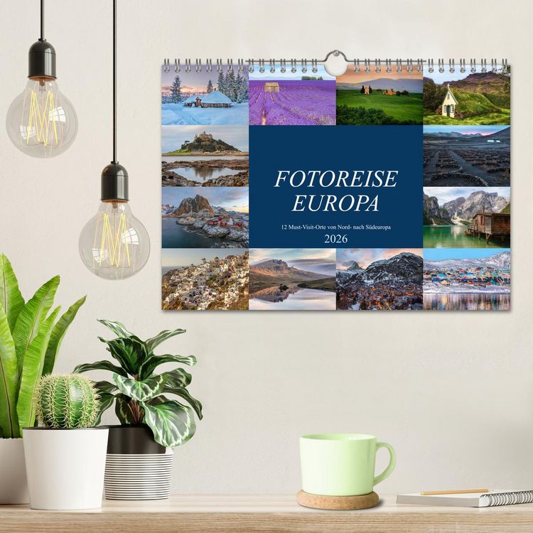 Produktbild: Fotoreise Europa, 12 Must-Visit-Orte von Nord- nach S&uuml;deuropa (Wandkalender 2026 DIN A4 quer), CALVENDO Monatskalender
