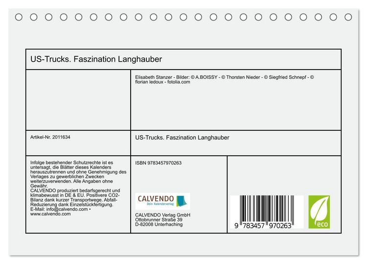 Produktbild: US-Trucks. Faszination Langhauber (Tischkalender 2026 DIN A5 quer), CALVENDO Monatskalender