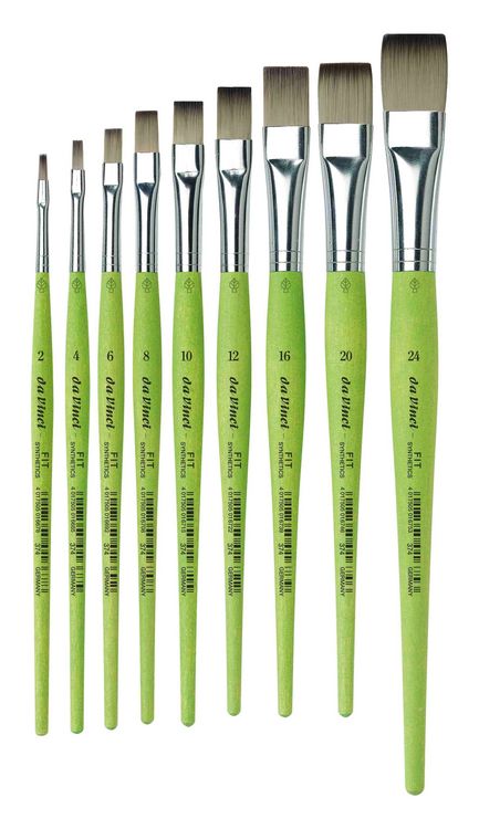 Produktbild: da Vinci Pinsel Fit f&uuml;r Schule und Hobby, elastische Synthetik, gr&uuml;n, flach, Serie 374 Gr. 20