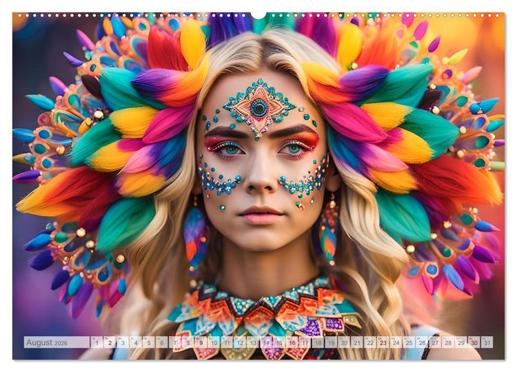 Produktbild: Farben der Weiblichkeit - Kunstvolle KI Portraits (Wandkalender 2026 DIN A2 quer), CALVENDO Monatskalender