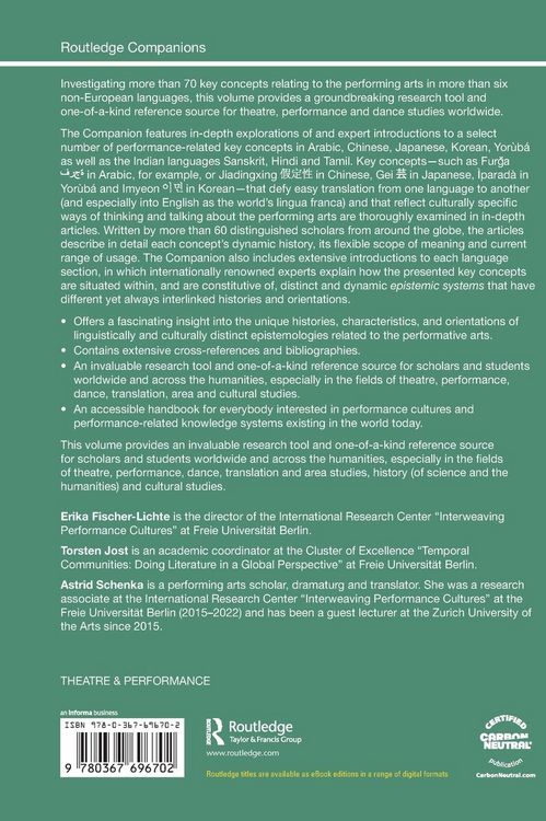 Produktbild: The Routledge Companion to Performance-Related Concepts in Non-European Languages
