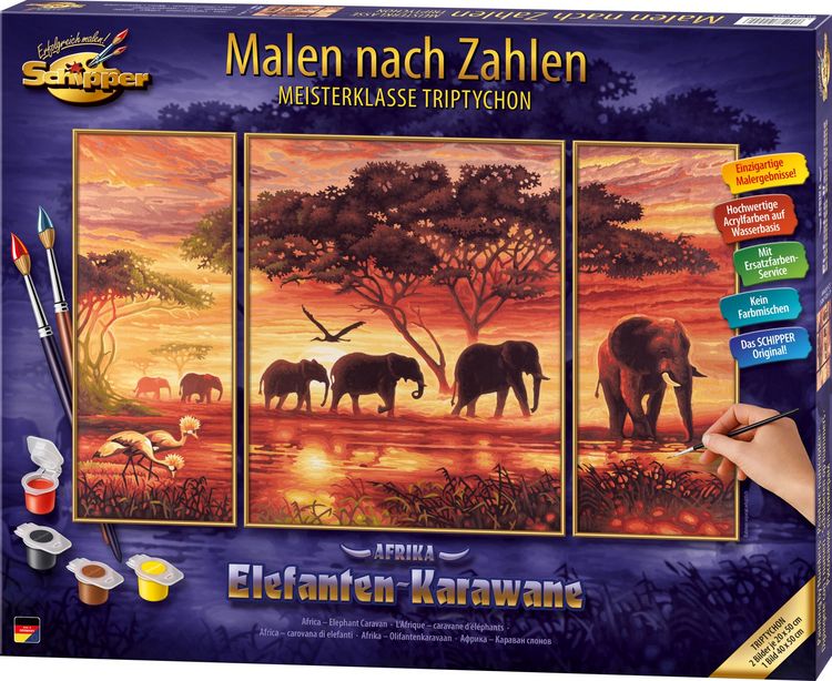Produktbild: Schipper Malen nach Zahlen: Elefanten Karawane, 50 x 80 cm