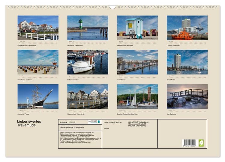 Produktbild: Liebenswertes Travem&uuml;de (Wandkalender 2026 DIN A2 quer), CALVENDO Monatskalender