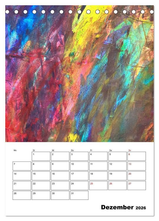 Produktbild: Ungeb&auml;ndigt frei - Abstrakte Malerei - dynamische Linien in leuchtenden Farbr&auml;umen (Tischkalender 2026 DIN A5 hoch), CALVENDO Monatskalender