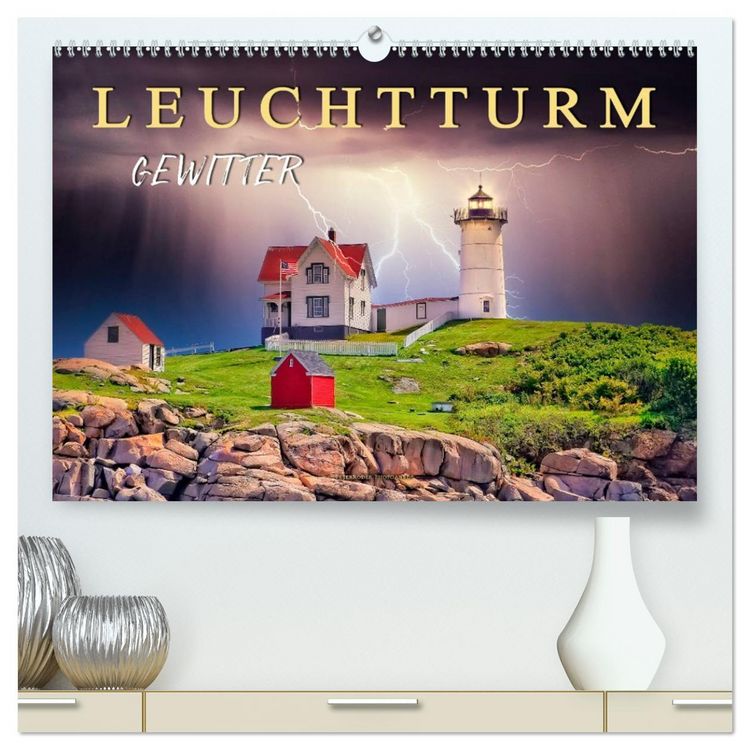 Produktbild: Leuchtturm Gewitter (hochwertiger Premium Wandkalender 2026 DIN A2 quer), Kunstdruck in Hochglanz