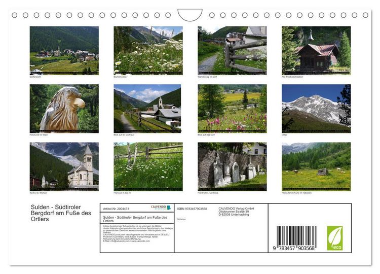 Produktbild: Sulden - S&uuml;dtiroler Bergdorf am Fu&szlig;e des Ortlers (Wandkalender 2026 DIN A4 quer), CALVENDO Monatskalender