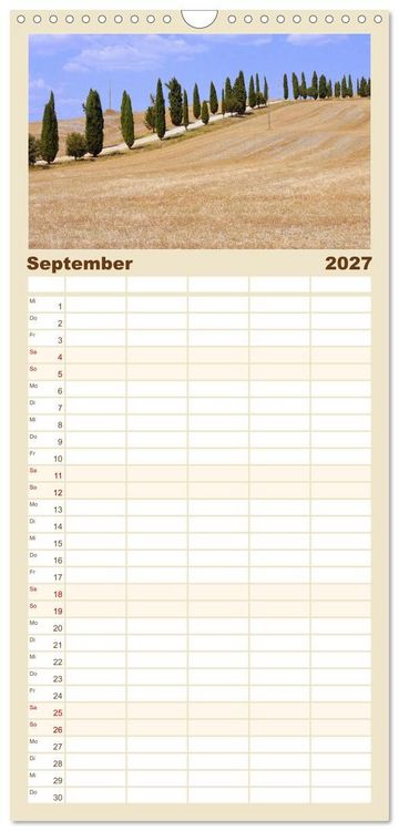 Produktbild: Familienplaner 2027 - Crete Senesi - Highlights einer einzigartigen Region mit 5 Spalten (Wandkalender, 21 x 45 cm) CALVENDO