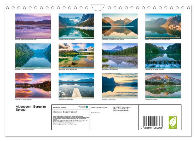Produktbild: Alpenseen - Berge im Spiegel (Wandkalender 2027 DIN A4 quer), CALVENDO Monatskalender