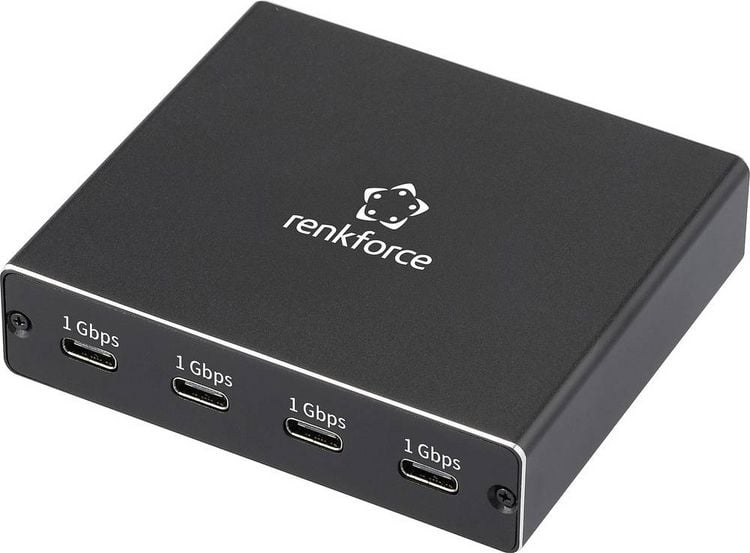 Produktbild: Renkforce RF-NS-200 Splitter RJ45, USB-C&reg; 4 Port 1 GBit/s