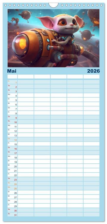 Produktbild: Familienplaner 2026 - Spannendes Weltraumabenteuer mit 5 Spalten (Wandkalender, 21 x 45 cm) CALVENDO
