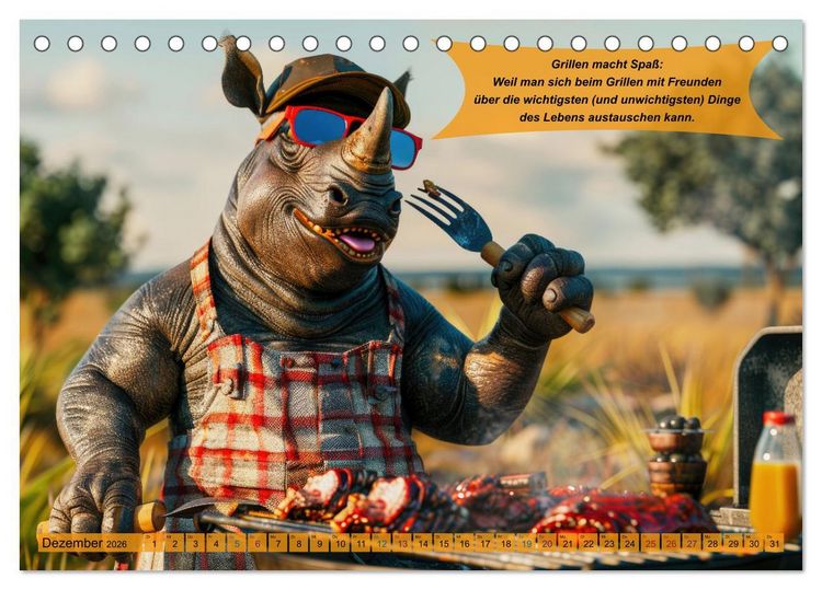 Produktbild: Tierisch lustige Grillmeister (Tischkalender 2026 DIN A5 quer), CALVENDO Monatskalender