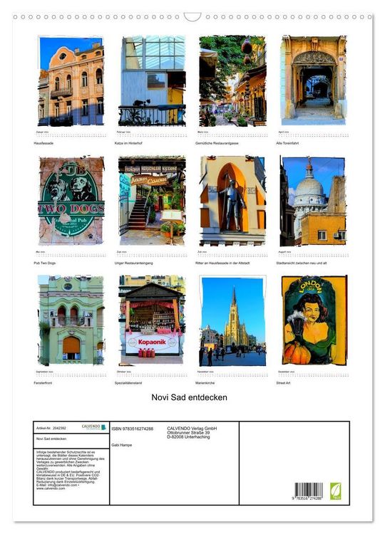 Produktbild: Novi Sad entdecken (Wandkalender 2026 DIN A2 hoch), CALVENDO Monatskalender