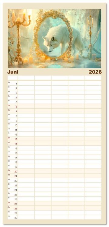 Produktbild: Familienplaner 2026 - Willkommen im Fantasieland - M&auml;rchenbilder mit 5 Spalten (Wandkalender, 21 x 45 cm) CALVENDO