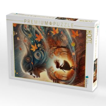 Produktbild: CALVENDO Puzzle Doppelbelichtung Silhouette einer FRau und ihrem inneren Kind im Herbstwind | 1000 Teile Lege-Gr&ouml;&szlig;e 64x48cm Foto-Puzzle f&uuml;r gl&uuml;ckliche