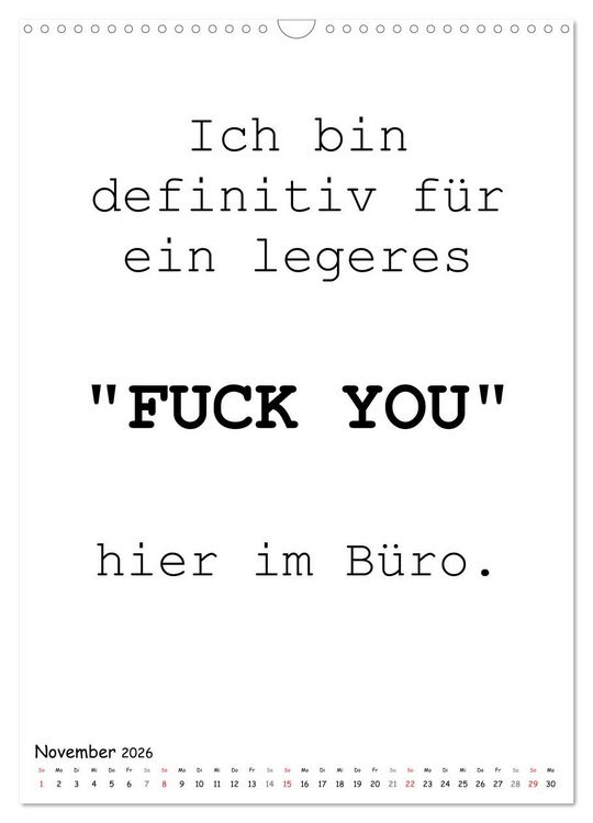 Produktbild: Typo-Kalender f&uuml;r das B&uuml;ro. Gemeine und lustige Spr&uuml;che (Wandkalender 2026 DIN A3 hoch), CALVENDO Monatskalender