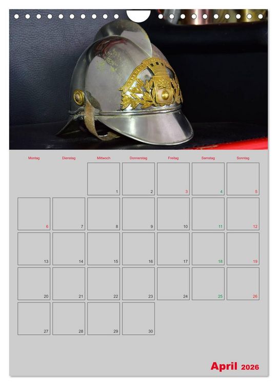 Produktbild: Alte Feuerwehrhelme - Terminplaner (Wandkalender 2026 DIN A4 hoch), CALVENDO Monatskalender