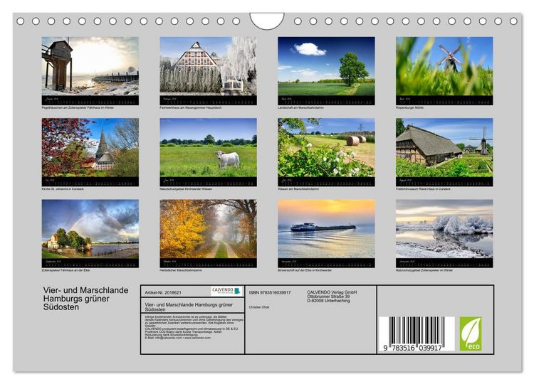 Produktbild: Vier- und Marschlande Hamburgs gr&uuml;ner S&uuml;dosten (Wandkalender 2026 DIN A4 quer), CALVENDO Monatskalender