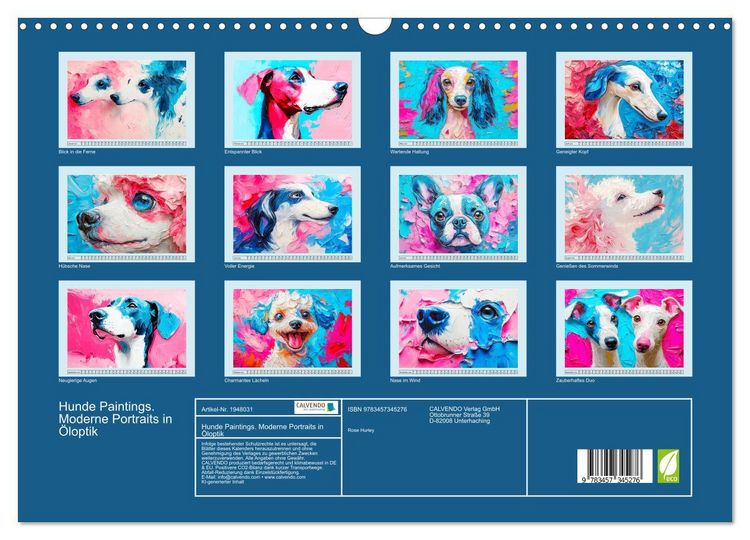 Produktbild: Hunde Paintings. Moderne Portraits in &Ouml;loptik (Wandkalender 2026 DIN A3 quer), CALVENDO Monatskalender