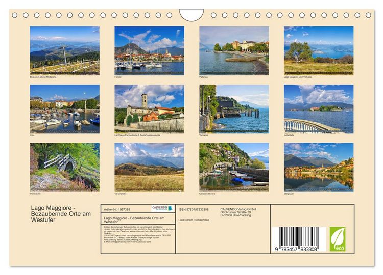Produktbild: Lago Maggiore - Bezaubernde Orte am Westufer (Wandkalender 2026 DIN A4 quer), CALVENDO Monatskalender