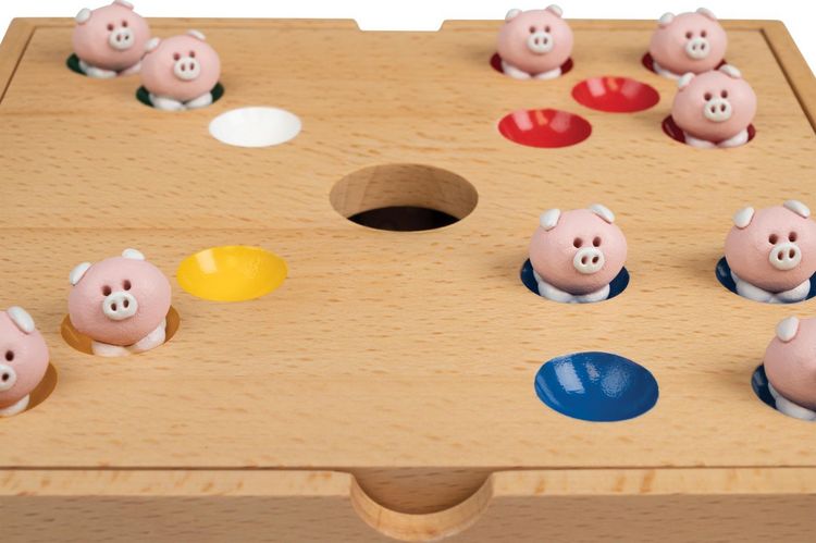 Produktbild: Philos 6342 - Schweinchen in der Grube, Holzbox, Buche, W&uuml;rfelspiel