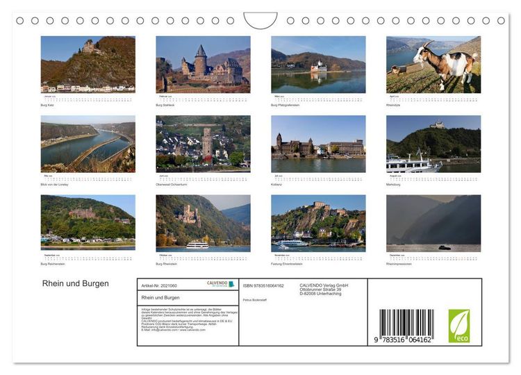 Produktbild: Rhein und Burgen (Wandkalender 2026 DIN A4 quer), CALVENDO Monatskalender