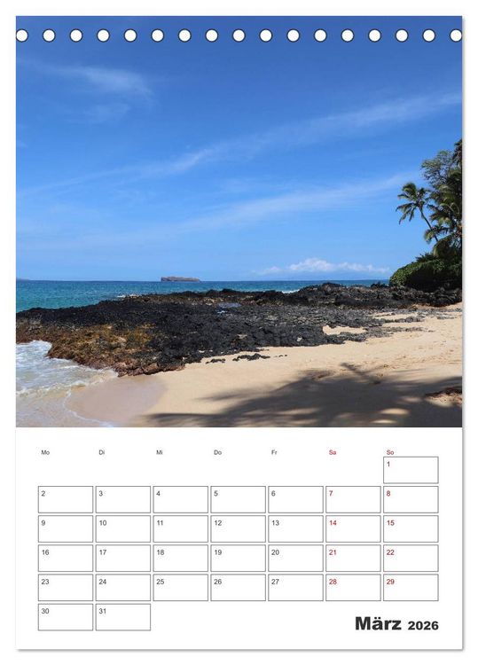 Produktbild: Hawaii - Reiseplaner (Tischkalender 2026 DIN A5 hoch), CALVENDO Monatskalender
