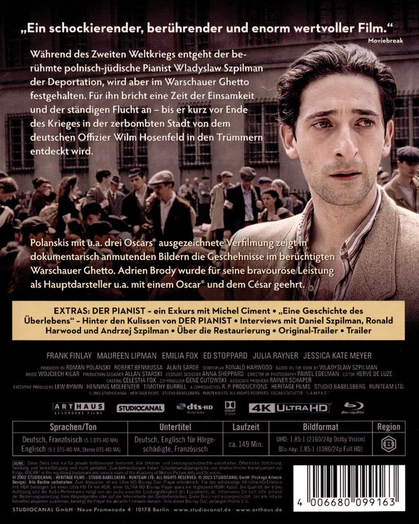 Produktbild: Der Pianist - 20th Anniversary Edition (4K Ultra HD) (+ Blu-ray)