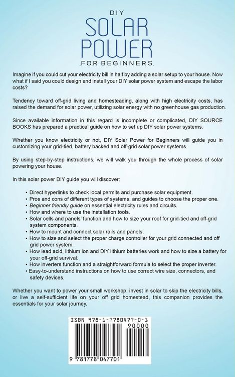 Produktbild: Diy Solar Power For Beginners, a Technical Guide On How To Design, Install, and Maintain Grid-Tied and Off-Grid Solar Power Systems For Your Home