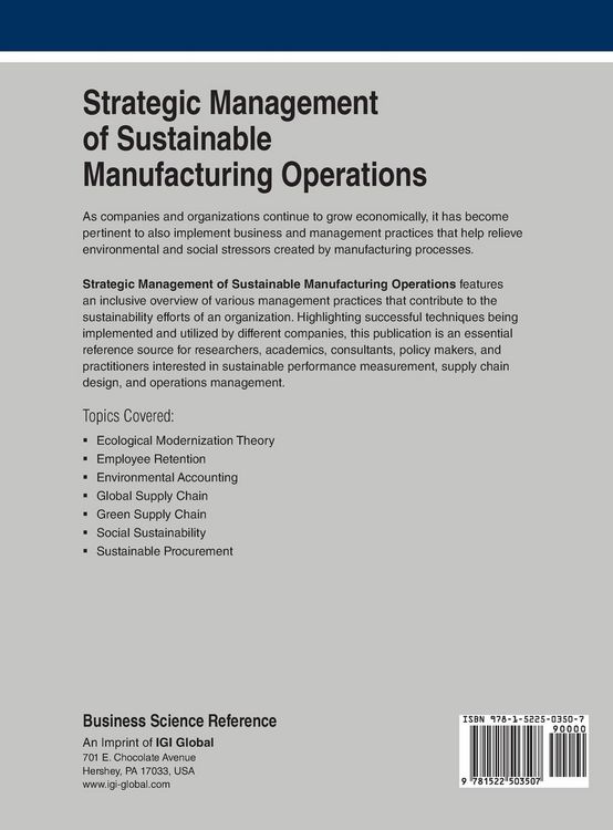 Produktbild: Strategic Management of Sustainable Manufacturing Operations
