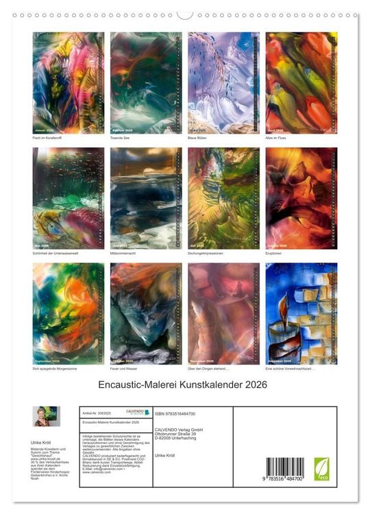 Produktbild: Encaustic-Malerei Kunstkalender 2026 (hochwertiger Premium Wandkalender 2026 DIN A2 hoch), Kunstdruck in Hochglanz