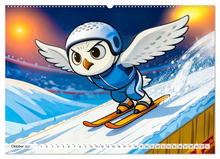 Produktbild: Tierischer Wintersport - Lustige Tiere im Schnee (hochwertiger Premium Wandkalender 2027 DIN A2 quer), Kunstdruck in Hochglanz
