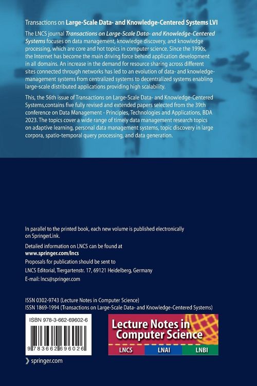 Produktbild: Transactions on Large-Scale Data- and Knowledge-Centered Systems LVI