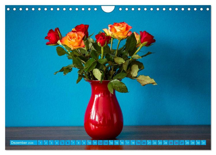 Produktbild: Still Life - Blumen vor der blauen Wand (Wandkalender 2026 DIN A4 quer), CALVENDO Monatskalender
