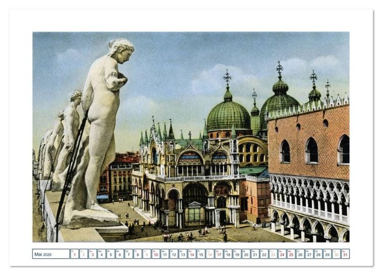 Produktbild: Erinnerungen an das alte Venedig: Historische Stiche von der Lagunenstadt (hochwertiger Premium Wandkalender 2026 DIN A2 quer), Kunstdruck in Hochglanz