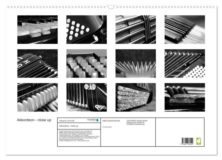 Produktbild: Akkordeon - close up (Wandkalender 2026 DIN A2 quer), CALVENDO Monatskalender
