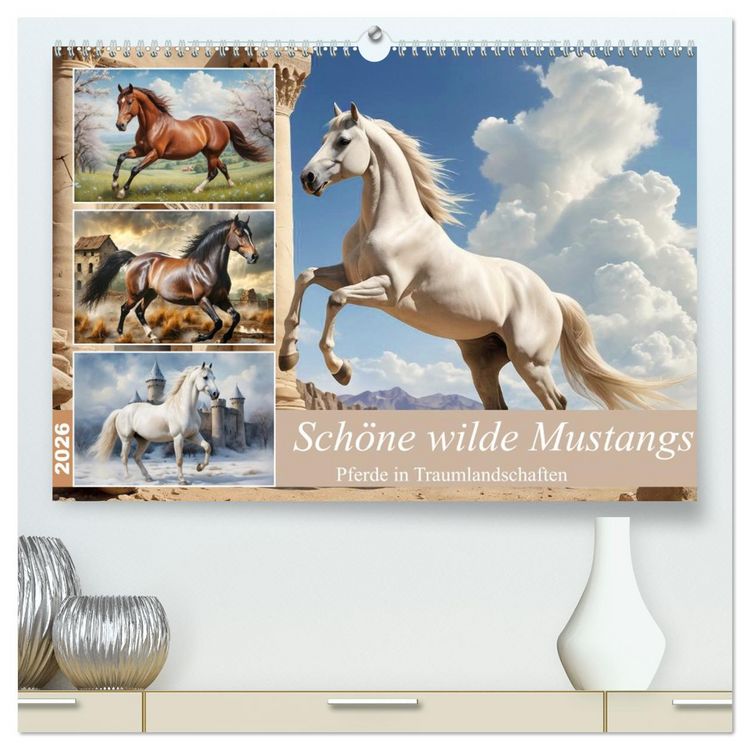 Produktbild: Sch&ouml;ne wilde Mustangs (hochwertiger Premium Wandkalender 2026 DIN A2 quer), Kunstdruck in Hochglanz