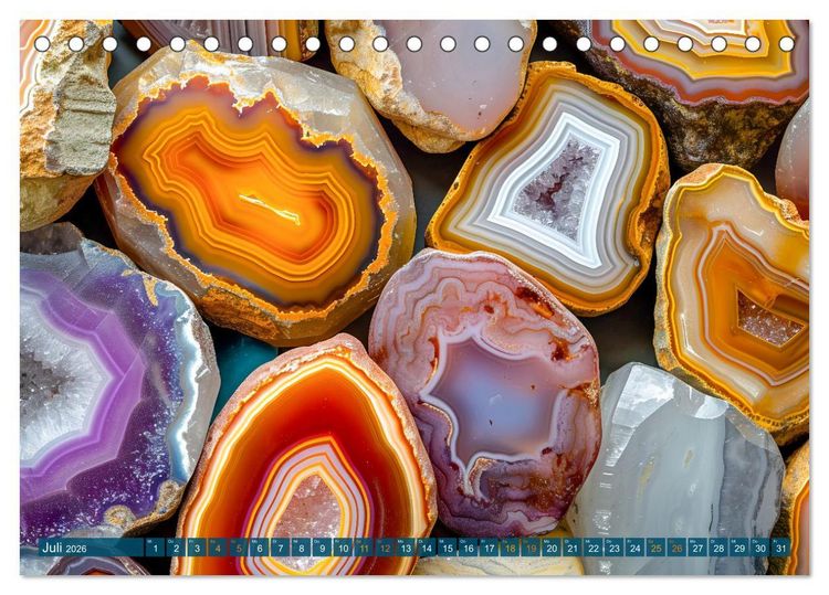 Produktbild: Achat-Rhapsodie - Farbige Flussl&auml;ufe in Bandachaten und Quarz (Tischkalender 2026 DIN A5 quer), CALVENDO Monatskalender