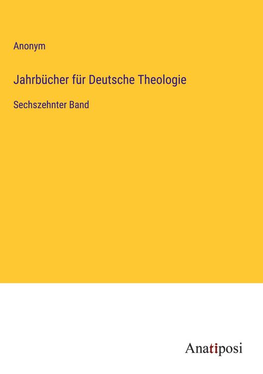 Produktbild: Jahrb&uuml;cher f&uuml;r Deutsche Theologie
